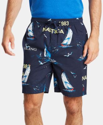 Men’s Cotton Sailboat-Print Pajama Shorts