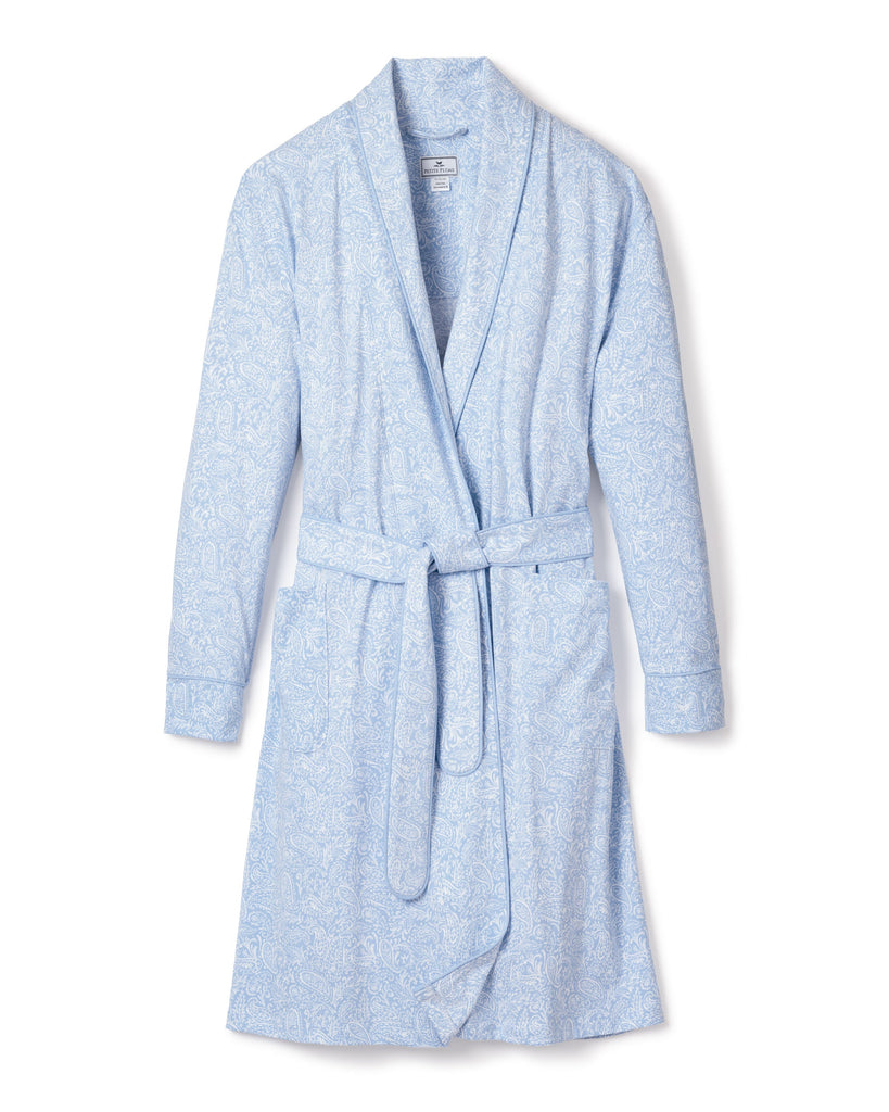 Women’s Luxe Pima Cotton Periwinkle Paisley Robe