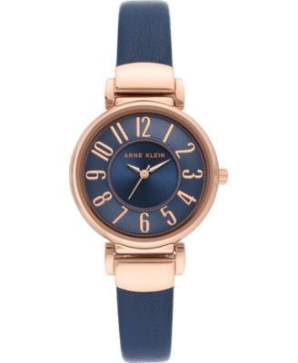 Women’s Navy Blue Leather Strap Watch 30mm