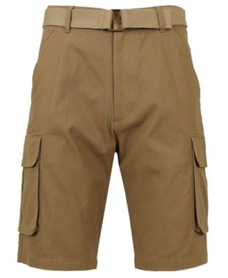 Men’s Flat Front Belted Cotton Cargo Shorts