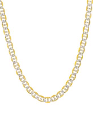 Men’s Two-Tone Diamond Cut Mariner Link 24″ Chain Necklace in Sterling Silver & 14k Gold-Plate