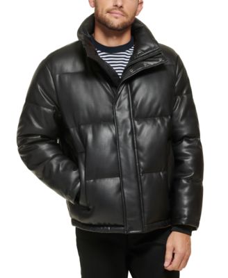 Men’s Faux Leather Classic Puffer Jacket