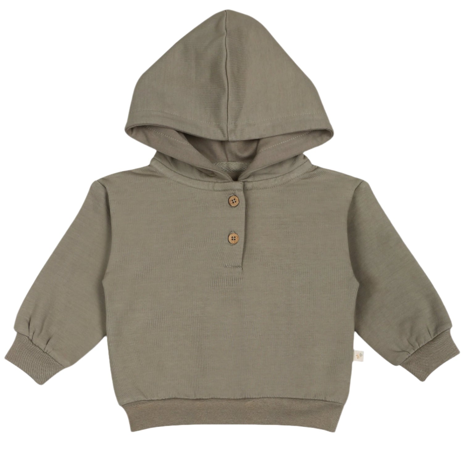 Organic Fleece Henley Hoodie – Olive