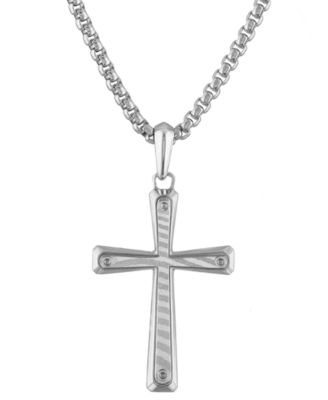 Men’s Icon Damascus Steel Pendant Necklace in Sterling Silver, 24″ + 2″ extender