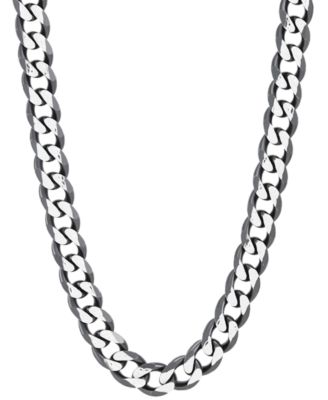 Men’s Curb Link 22″ Chain Necklace (6-1/4mm) in Sterling Silver & Black Ruthenium-Plate