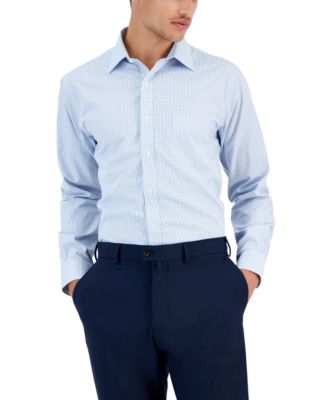 Men’s Regular Fit Non-Iron Blue Check Dress Shirt