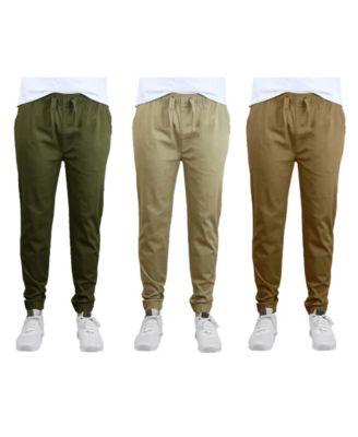 Men’s Slim Fit Basic Stretch Twill Joggers, Pack of 3