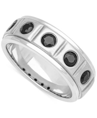 Men’s Black Sapphire Textured Band (1-1/3 ct. t.w.) in Sterling Silver