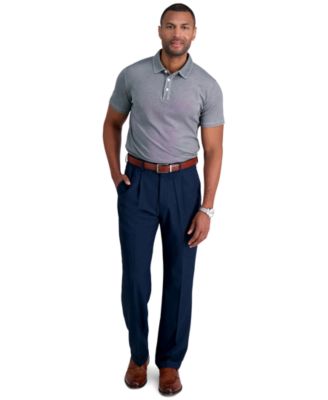 Men’s Premium Comfort Stretch Classic-Fit Solid Pleated Dress Pants