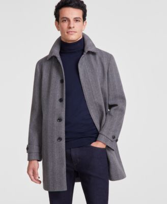 Men’s Herringbone Charcoal Overcoat