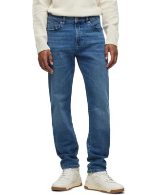 Men’s Mid-Blue Comfort-Stretch Regular-Fit Jeans