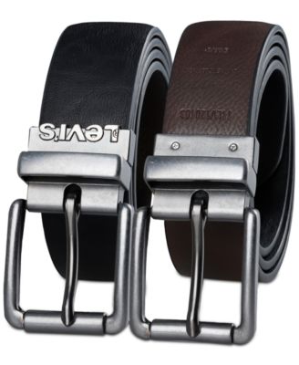 Men’s Logo Buckle Stretch Reversible Leather Belt