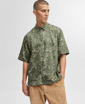 Men’s Relaxed-Fit Printed Button-Down Shirt, Created for Macy’s