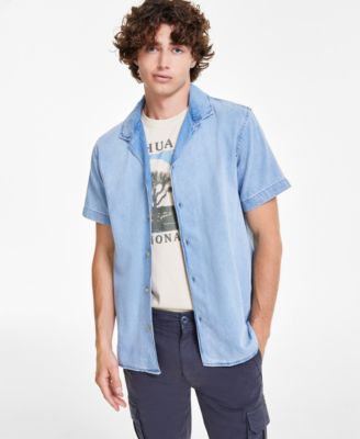 Men’s Clean Wash Short Sleeve Button-Front Shirt, Created for Macy’s