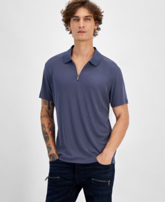 Men’s Union Zipper Ribbed Short Sleeve Polo Shirt