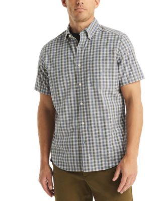 Men’s Classic-Fit Stretch Plaid Button-Down Oxford Shirt