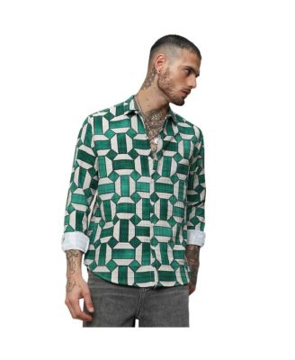 Men’s Emerald Green & Ivory White Contrast Block Shirt