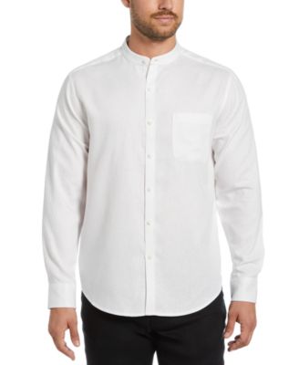 Men’s Relaxed-Fit Banded Collar Long Sleeve Button-Down Shirt