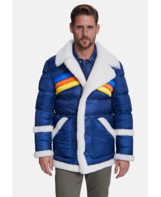 Men’s Puffer Jacket, White Curly Wool