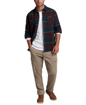 Men’s Plaid Shirt Jacket, Waffle-Knit Long-Sleeve Henley & Regular-Fit Cargo Pants