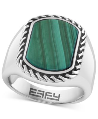 EFFY® Men’s Malachite Framed Statement Ring in Sterling Silver