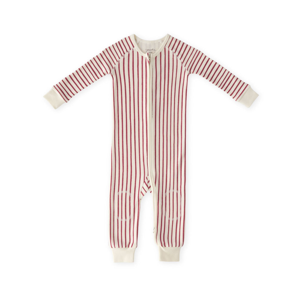 Ribbed Baby Footless Sleeper in Stripes Away Berry