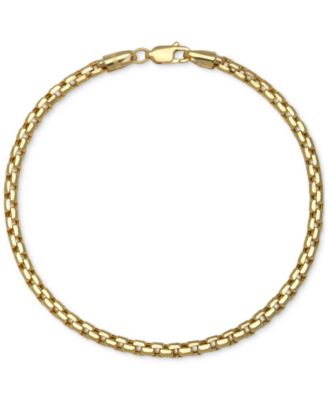 Men’s Polished Rounded Box Link Chain Bracelet in 14k Gold