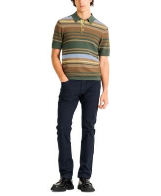 Men’s Slim-Fit Ralston Pants & Tailored-Fit Stripe Structured-Knit Polo Shirt