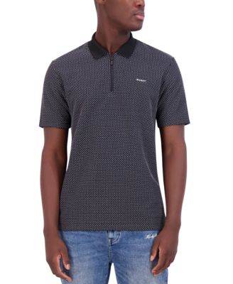 Men’s Logo Textured Zip Polo Shirt