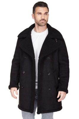 Men’s Faux Shearling Double Breasted Overcoat