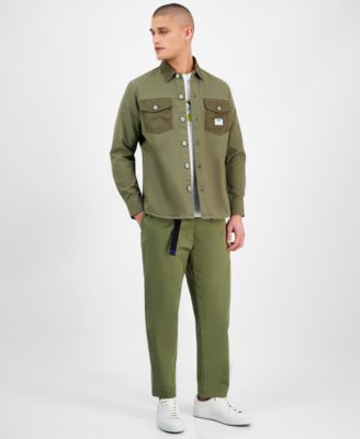 Men’s Ebrido Relaxed-Fit Long-Sleeve Button-Front Shirt Jacket, Logo Graphic T-Shirt & Geiko Tapered-Fit Pants