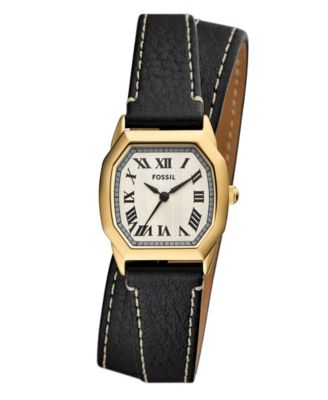 Women’s Harlow Three-Hand Black Leather Watch, 27mm