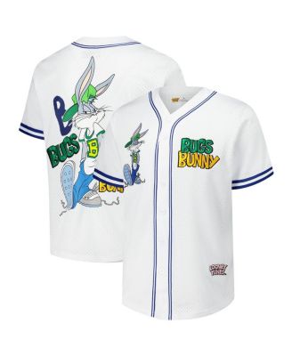 Men’s White Looney Tunes Bugs Bunny Hip Hop Bugs Button-Up Baseball Jersey