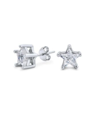 Small Celestial USA CZ Star Stud Earrings for Men, Sterling Silver, 7-6 MM