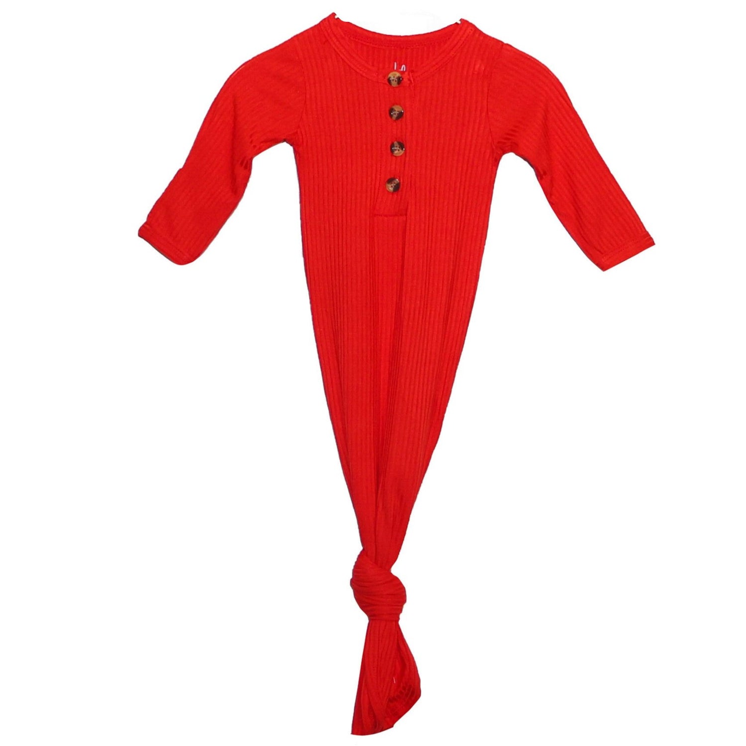 Knotted Baby Gown – Ribbed Red