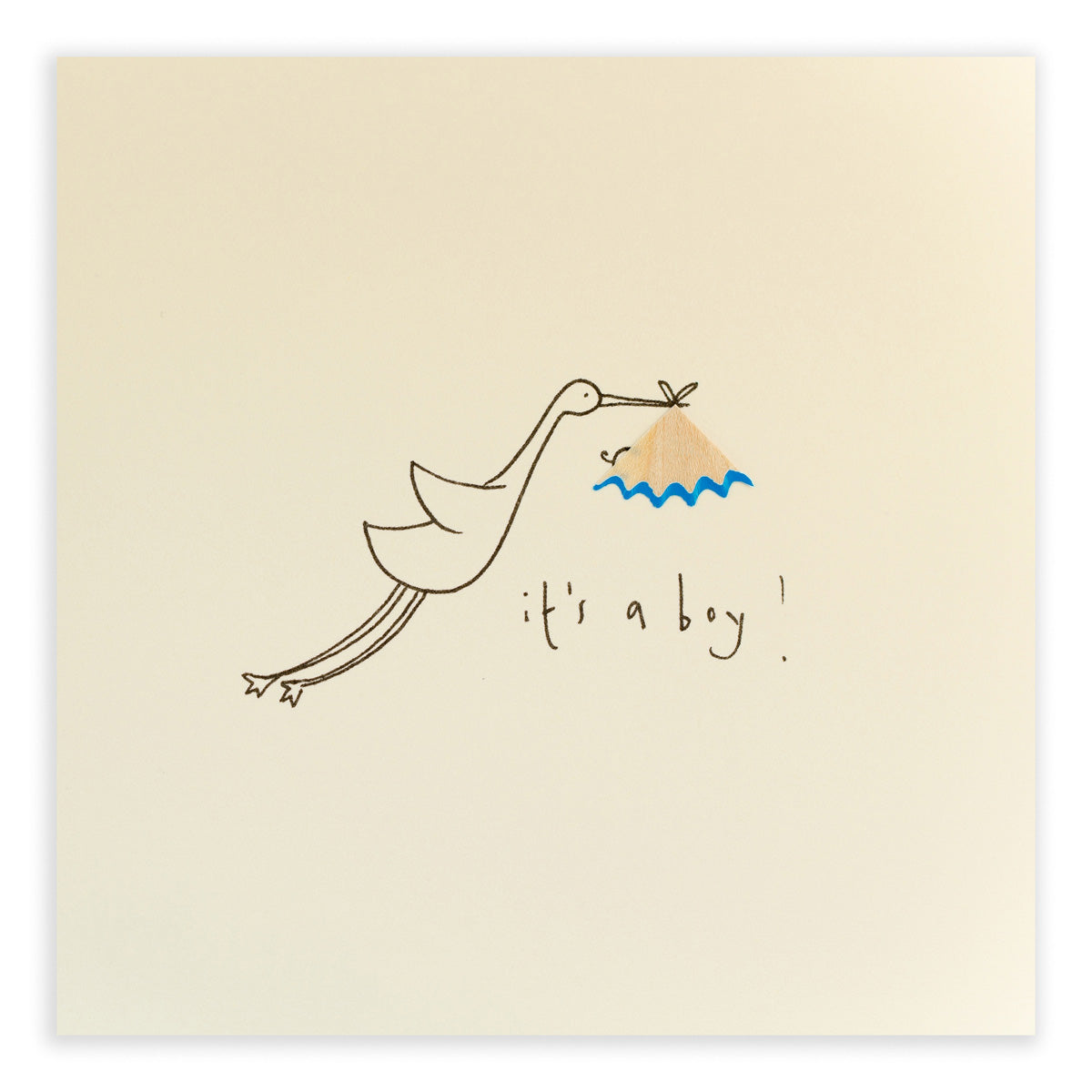 Pencil Shavings Card – Baby Boy Stork