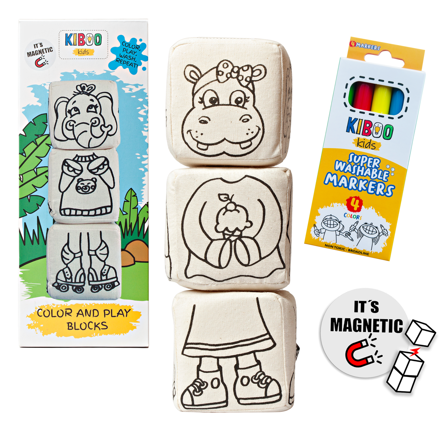 Kiboo Kids Blocks with Magnets – Animal Set