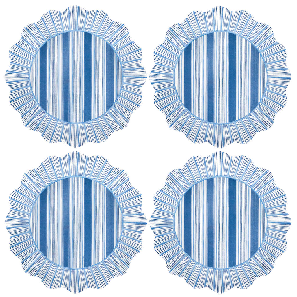 Cabana Stripe Melamine Dinner Plate, Set of 4 in Ocean