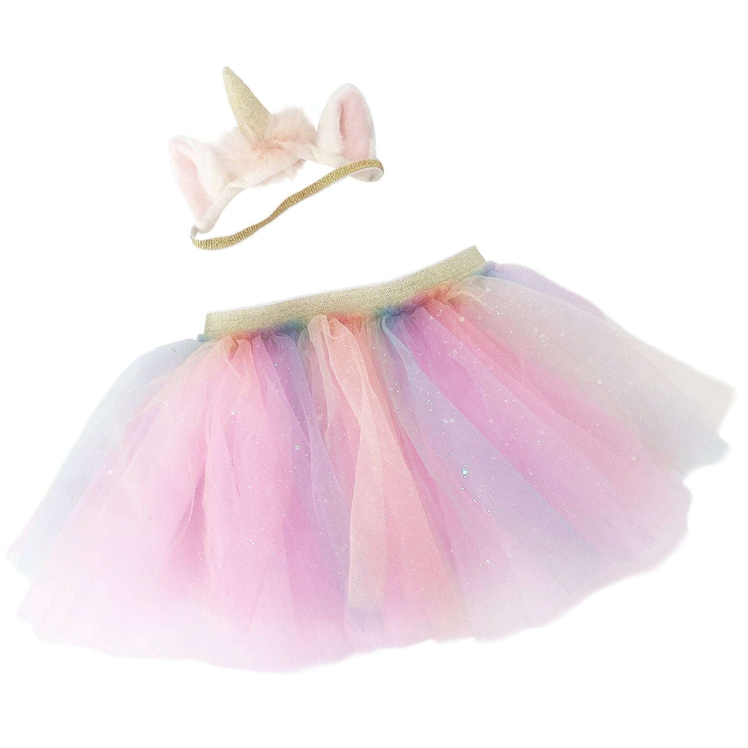 Rainbow Tutu & Unicorn Headband Set