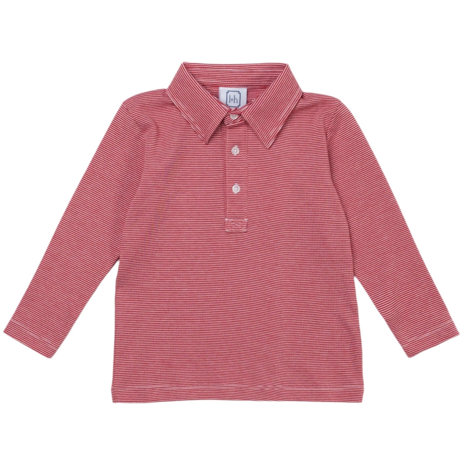 Finn Pima Cotton Long Sleeve Polo Golf Shirt for Boys- Red Stripes