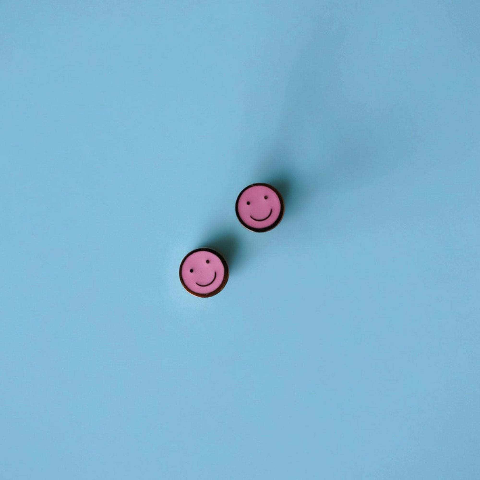 Tiny Smiley Screw Back Child Earrings