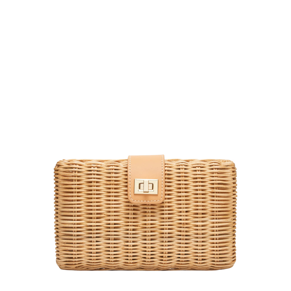 Lou Wicker Straw Clutch Bag