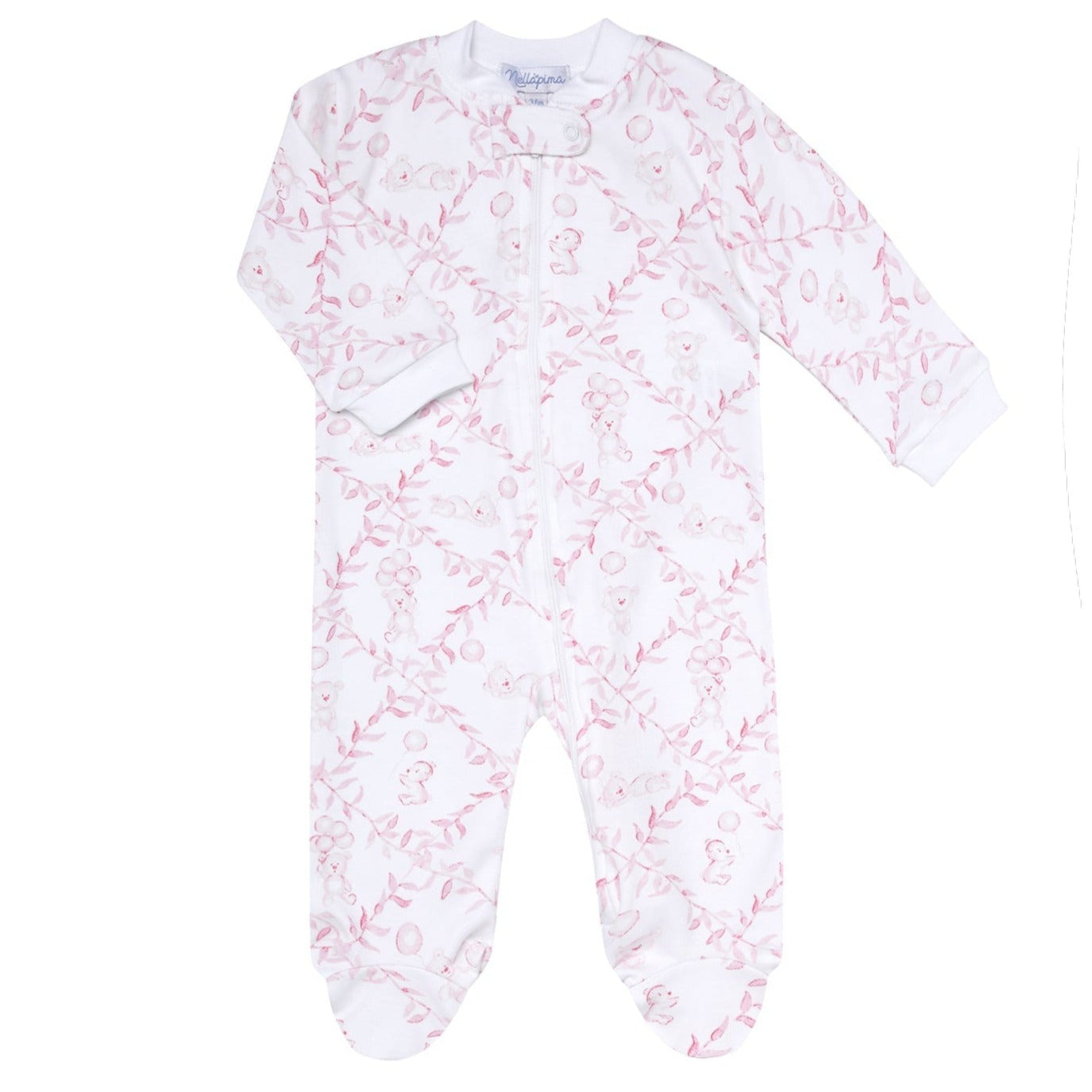 Pink Bears Trellace Zipper Footie