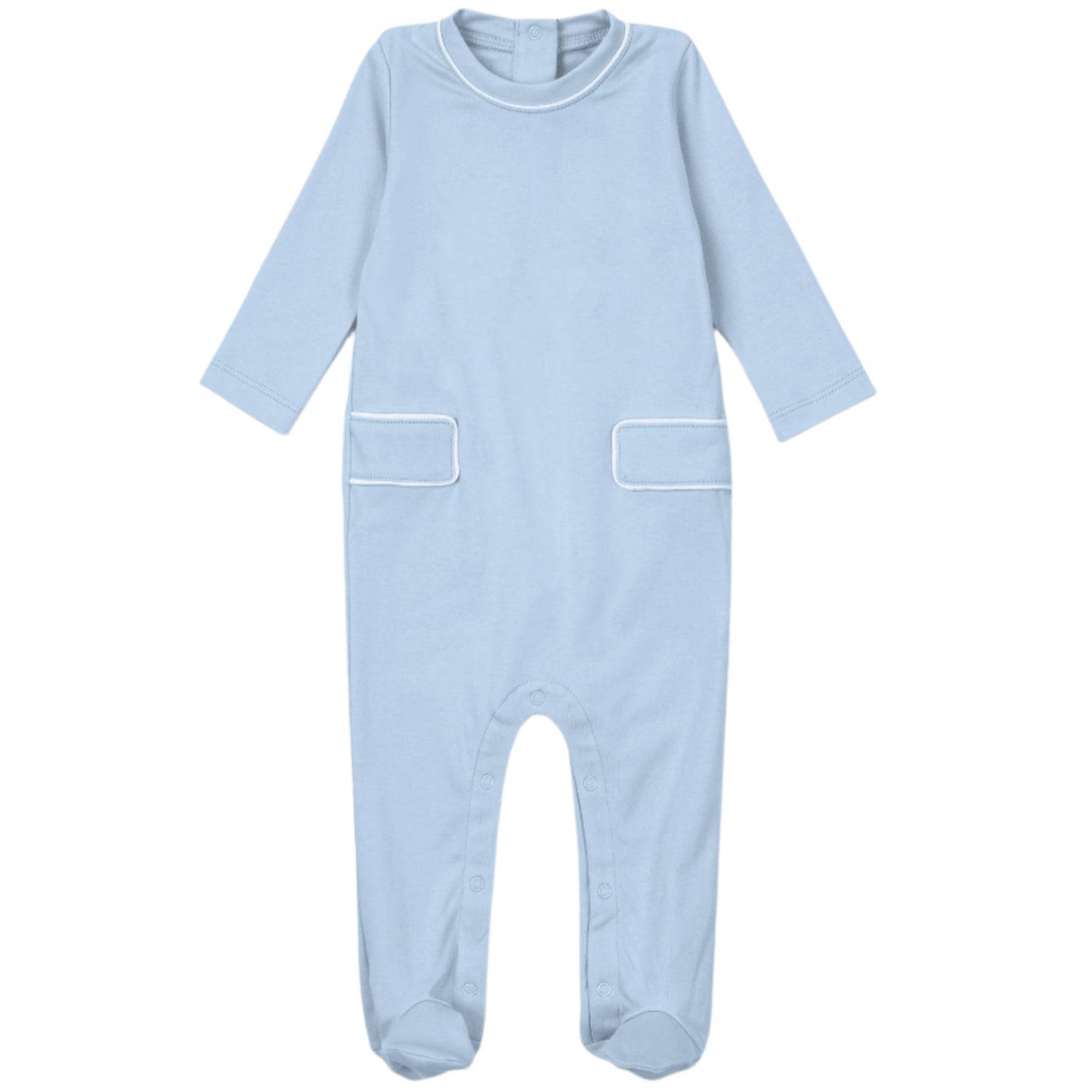 Preston Footed Romper – Light Blue