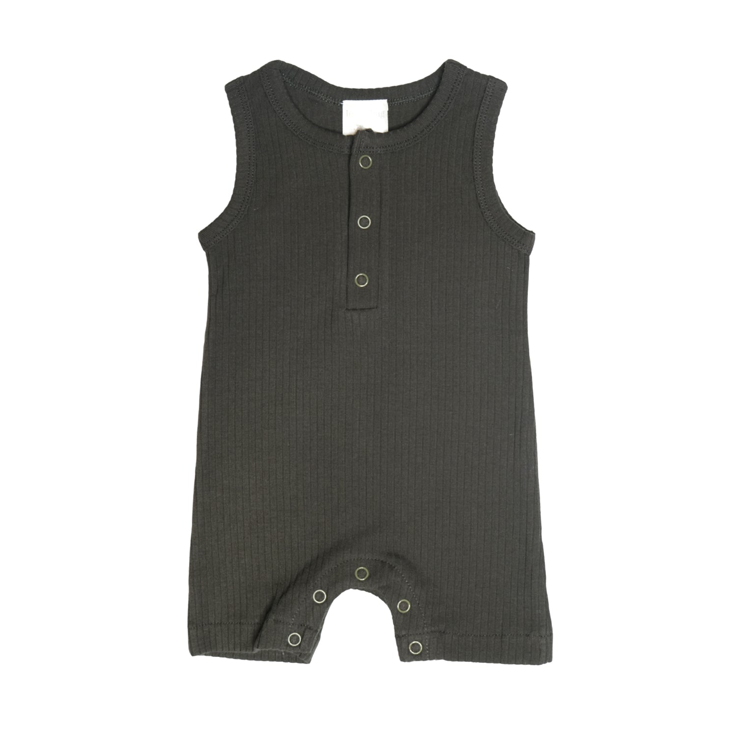 Organic Cotton Ribbed Short Romper – Charcoal