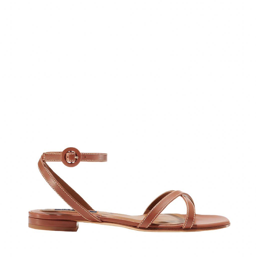 The Flat Sandal in Saddle Calf