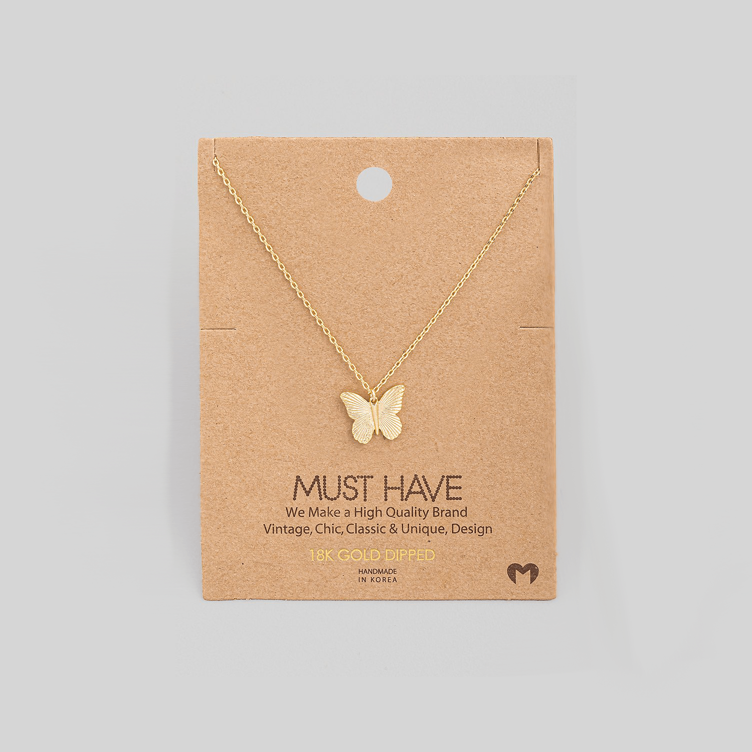 Metallic Dainty Butterfly Pendant Necklace – Gold