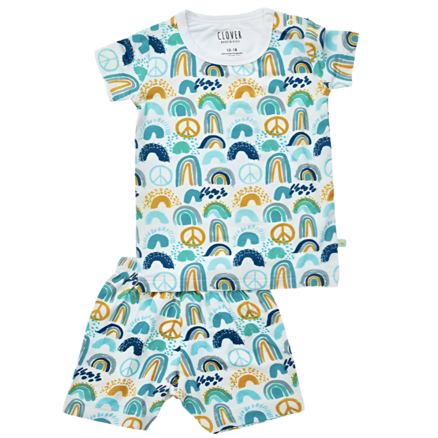 Shorts Pajama Set – Rainbows Blue