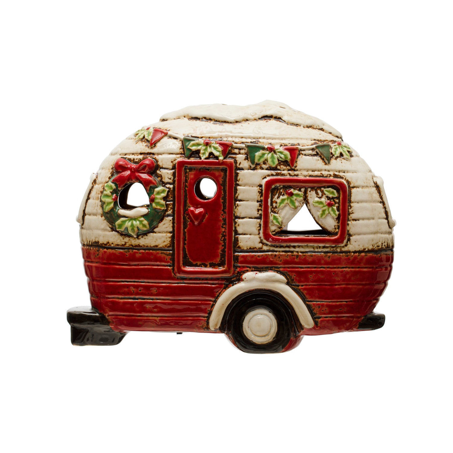 Hand-Painted Stoneware Camper with LED Lights