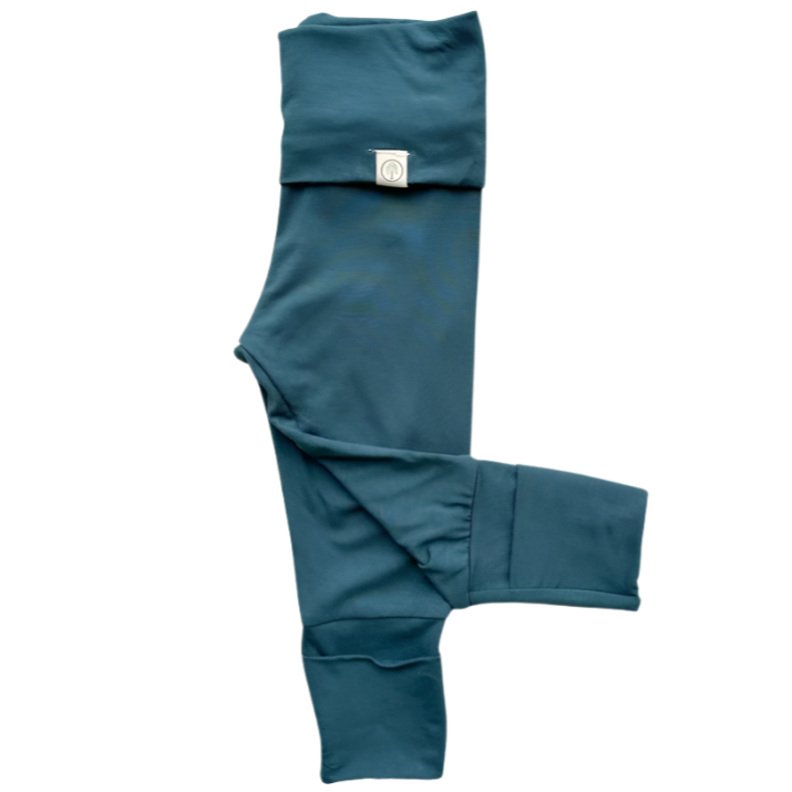 Fold-Over Footie Bamboo Leggings | Dark Teal